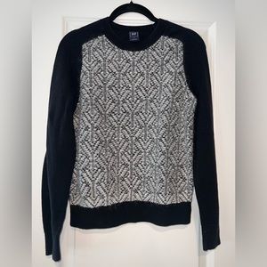 Gap Sweater Reverse Jacquard Black White Crewneck Mohair Blend Women's S